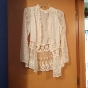 A'Reve L White See-Through Cardigan
